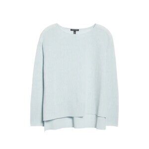 Eileen Fisher Boat Neck Raglan Sleeve Merino Wool Rib Sweater - sz Small